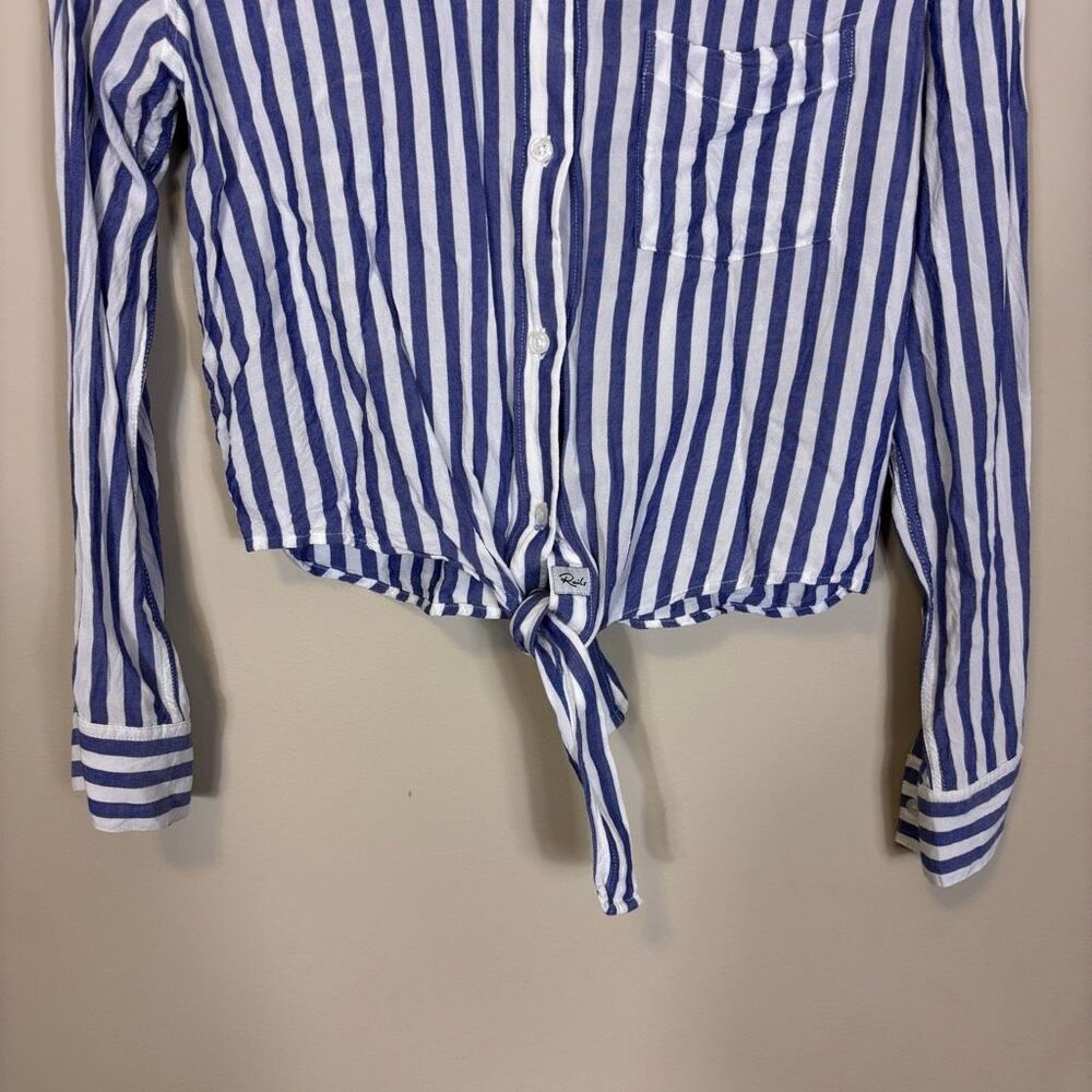 Rails Blue & White Striped Collared Button Front … - image 3